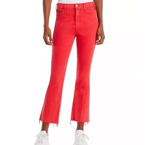 NWOT MOTHER The Hustler High Rise Frayed Flare Leg Ankle Jeans SZ 28